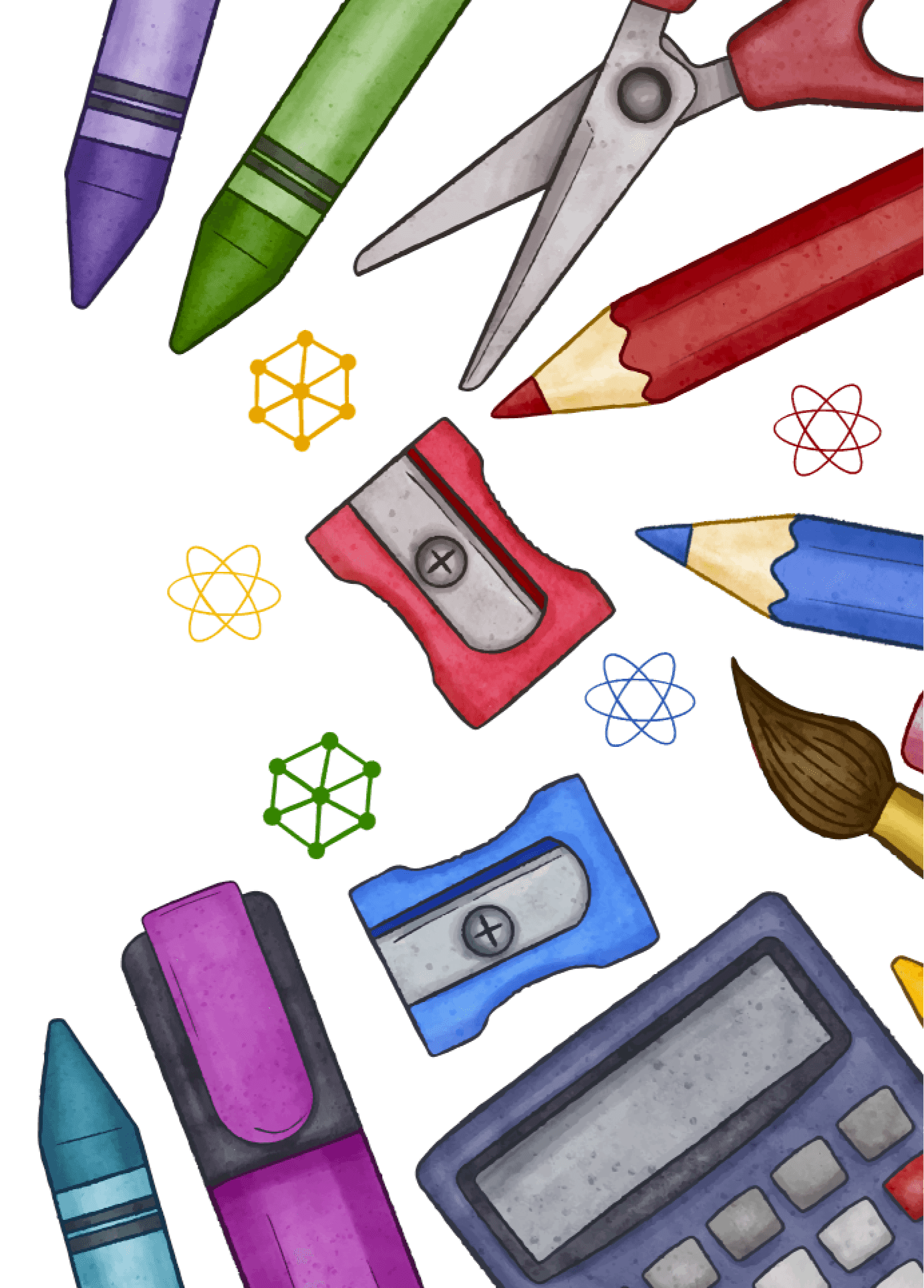 School supplies illustrations